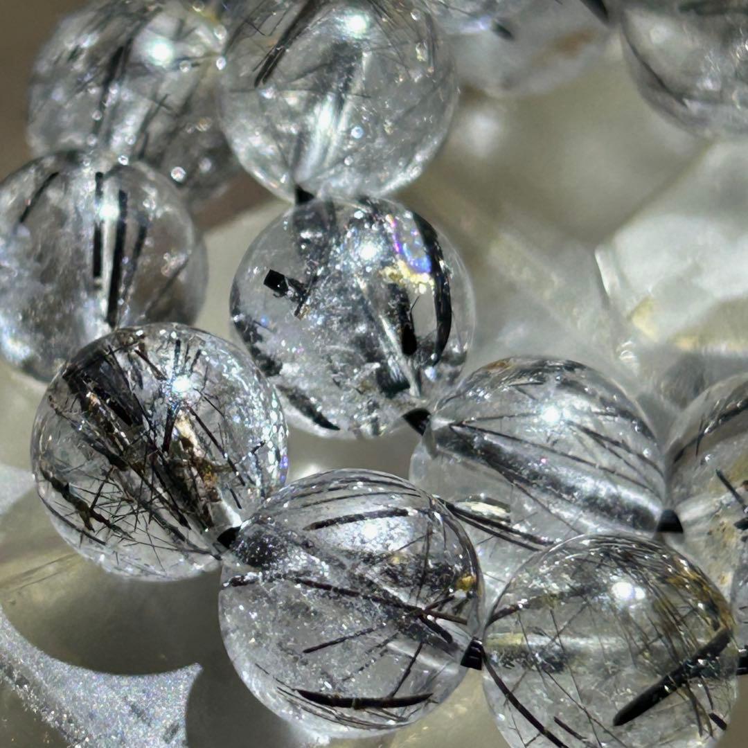 ☆別格高級品質！福運招財宝珠⑨！漆黒美！ブラック ルチル ブレス