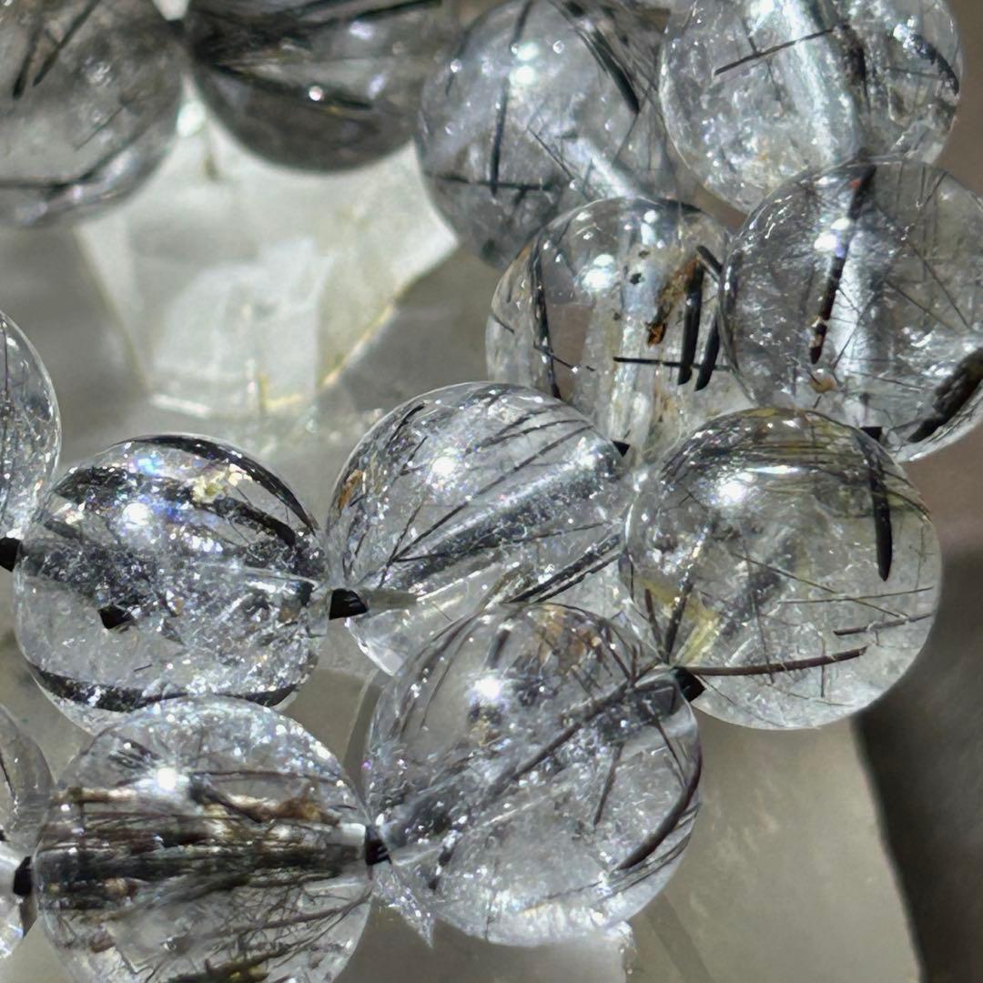 ☆別格高級品質！福運招財宝珠⑨！漆黒美！ブラック ルチル ブレス