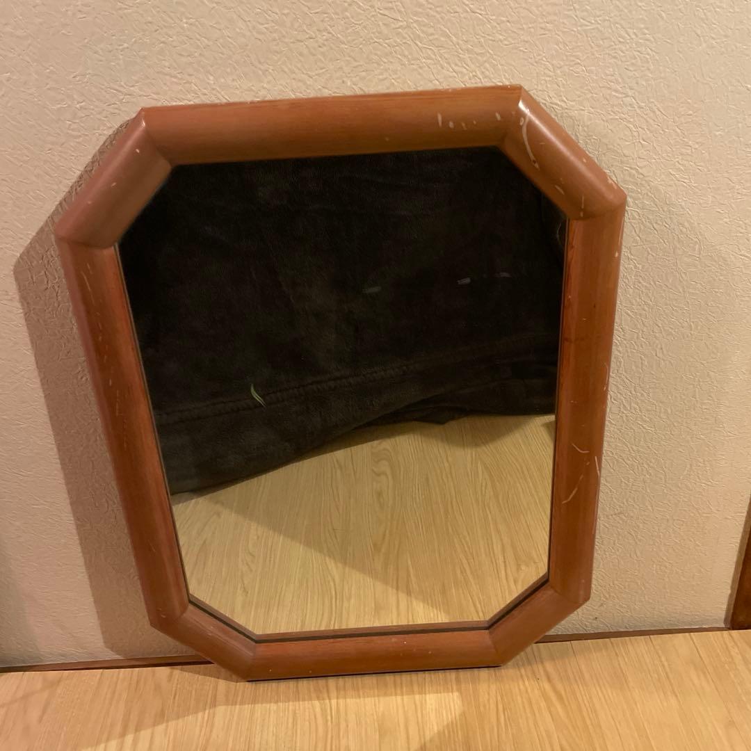 アンティーク　レトロ　壁掛け鏡　八角形ミラー ウォールミラー