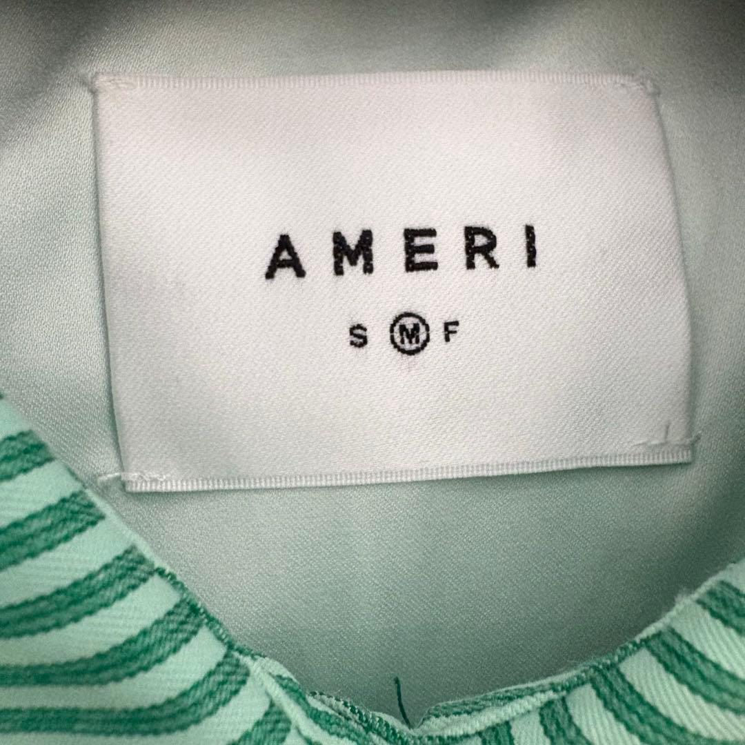 Ameri STRIPE SHIRT ROMPERS グリーン　M