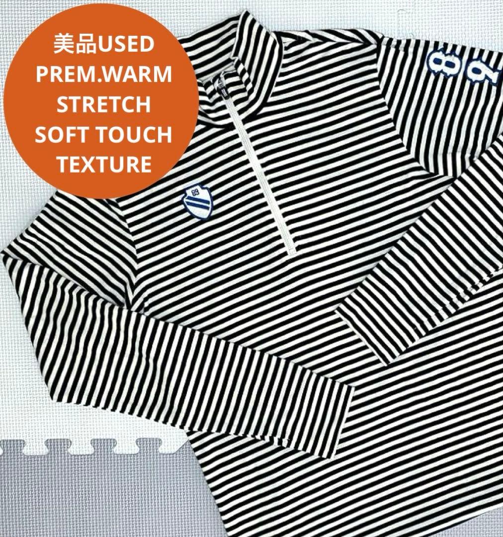 パーリーゲイツ プレミアウォームハーフジップ モックネック（NAV×WHT