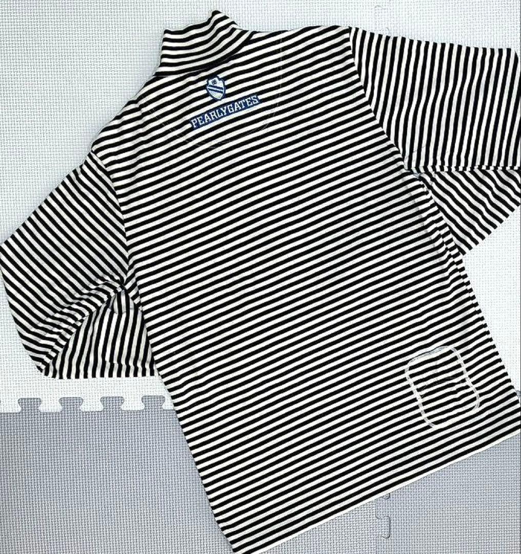 パーリーゲイツ プレミアウォームハーフジップ モックネック（NAV×WHT