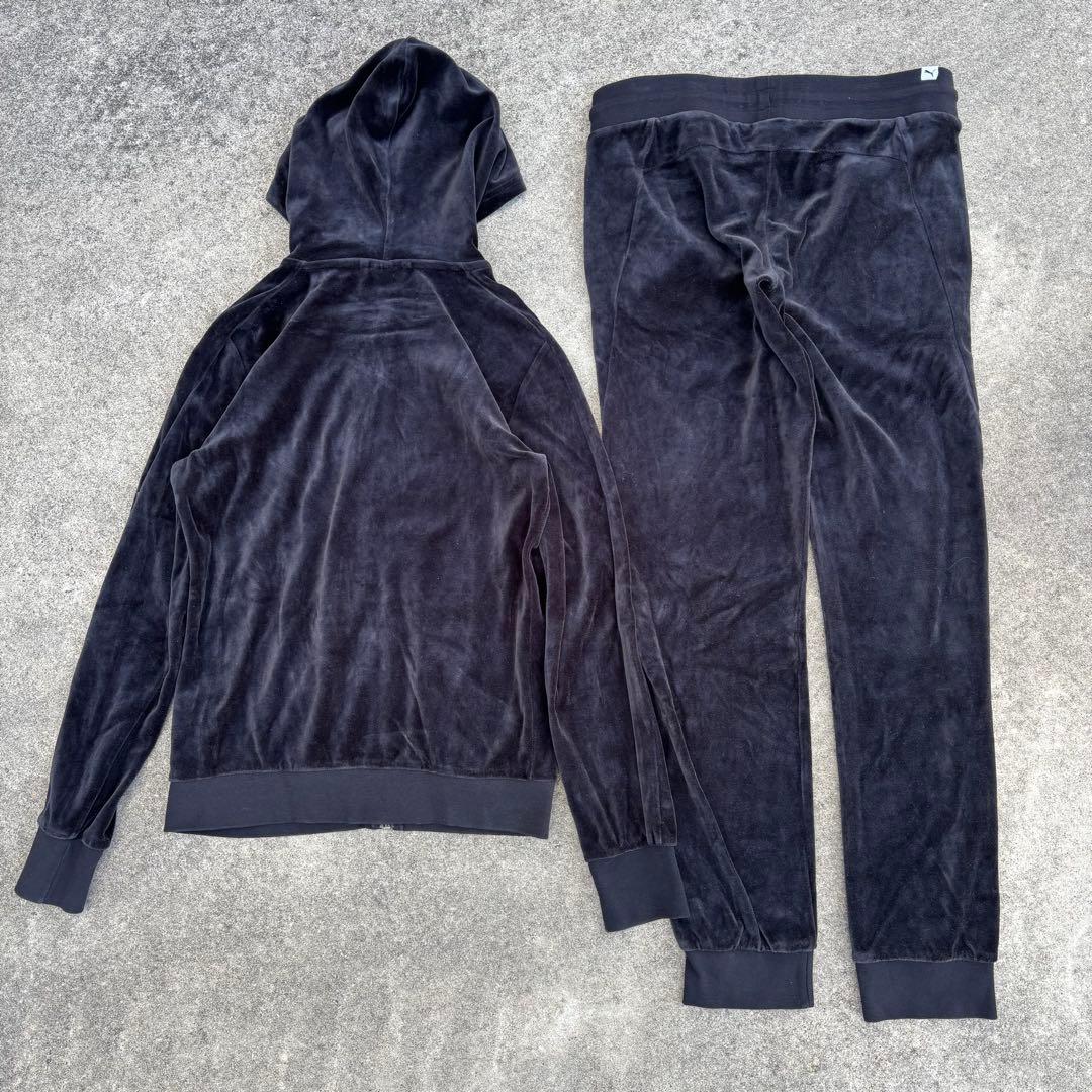 PUMA ベロアセットアップ 黒 トラックジャケット ストリートY2K