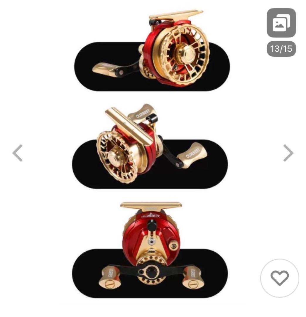 OURBEST タイコリール 海筏 イカダリール ゴールド&レッド右ハンドル