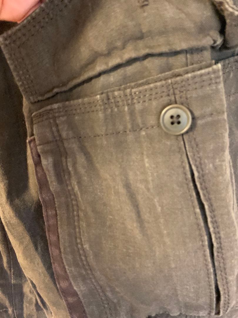 ワイズフォーメン（ヨウジヤマモト）パラフィンコートリネンラミーカーゴパンツ