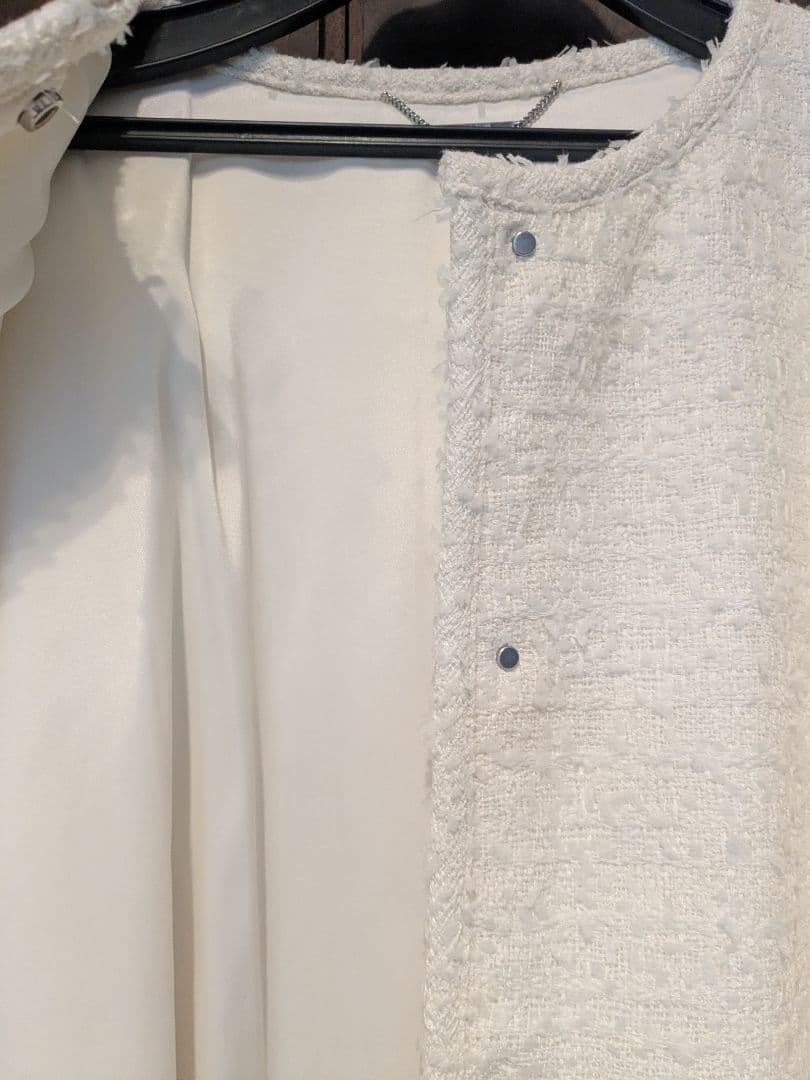 新品　CELFORD　ツイードフレアコート　アイボリー