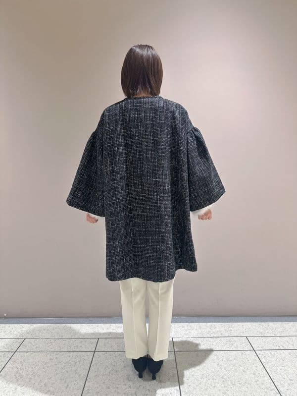 新品　CELFORD　ツイードフレアコート　アイボリー