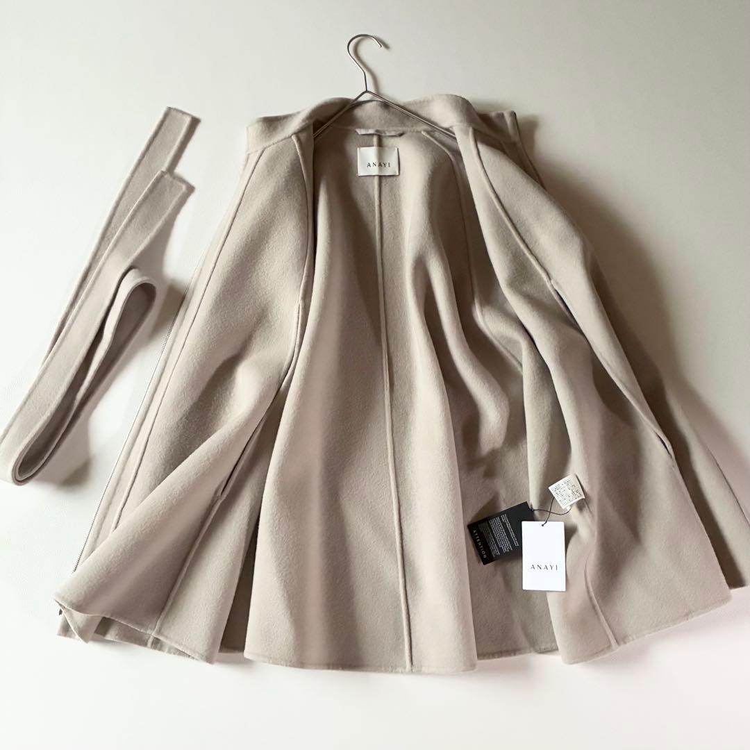 新品タグ付き✨アナイ 2023AW ミドルケープコート ウール ベルト付き
