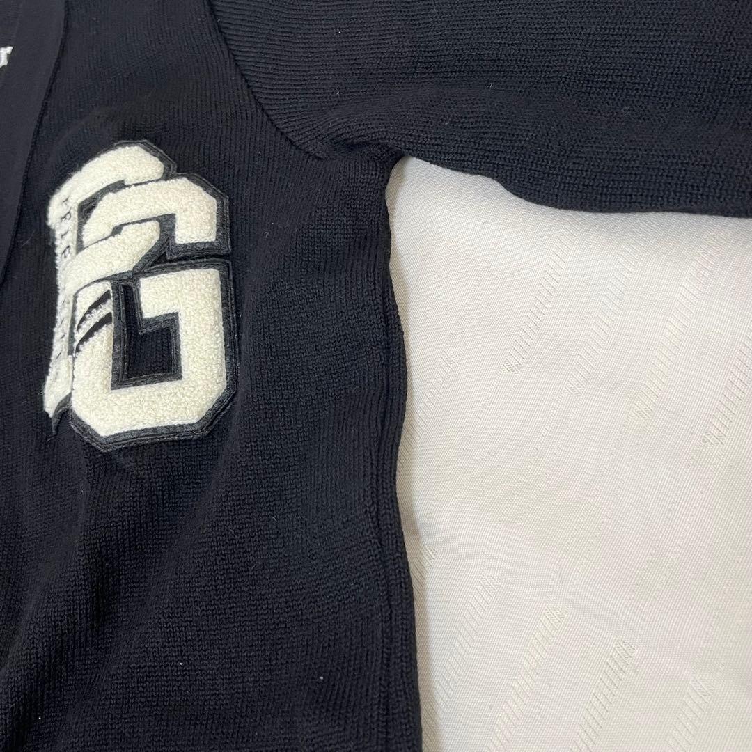 パーリーゲイツ ニットカーディガン 黒 S レディース ゴルフ ロゴ ワッペン