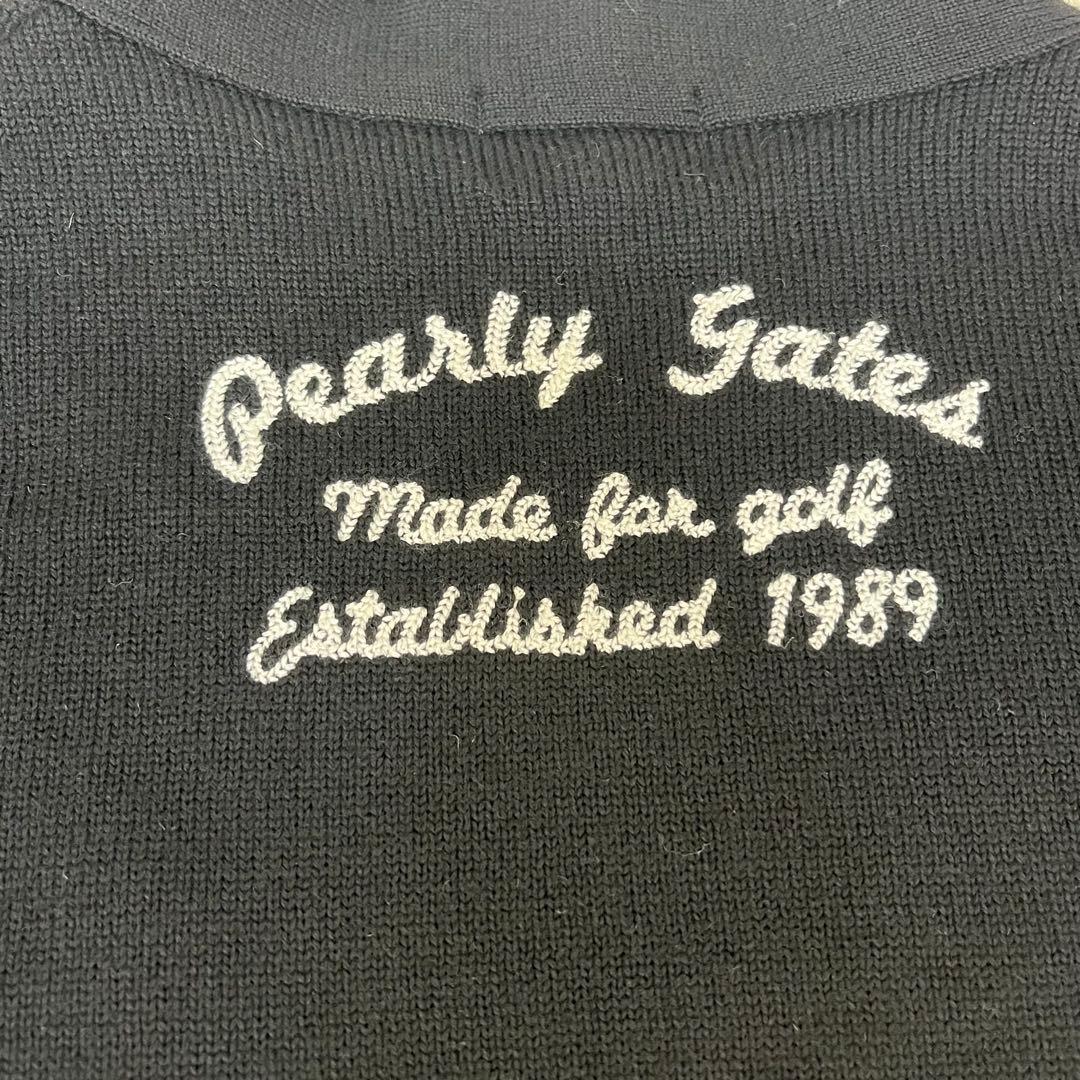 パーリーゲイツ ニットカーディガン 黒 S レディース ゴルフ ロゴ ワッペン