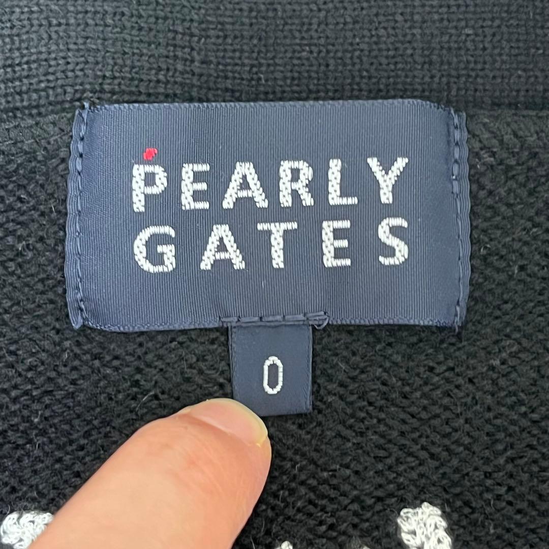 パーリーゲイツ ニットカーディガン 黒 S レディース ゴルフ ロゴ ワッペン