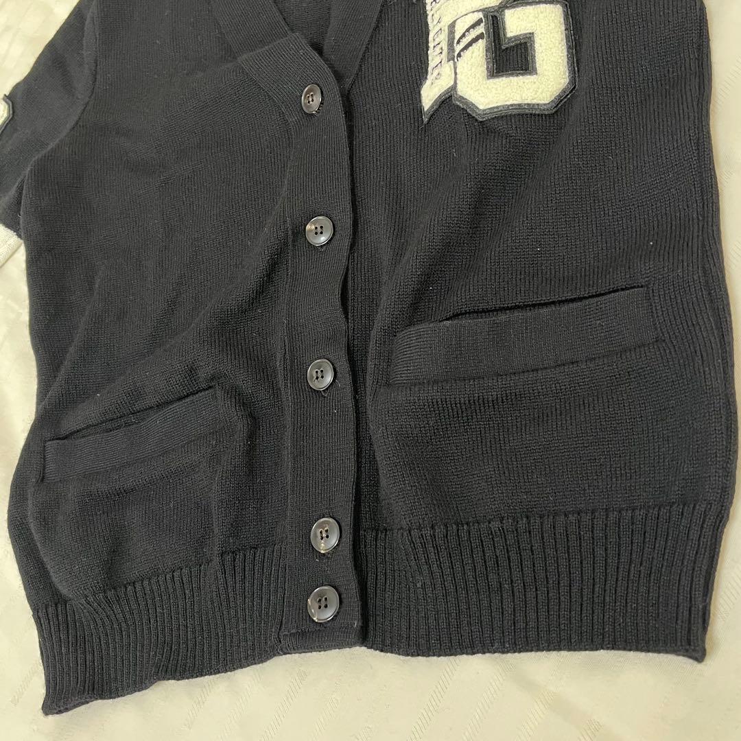 パーリーゲイツ ニットカーディガン 黒 S レディース ゴルフ ロゴ ワッペン