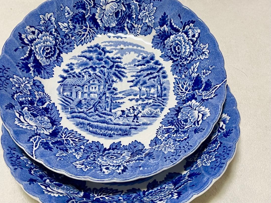 【ヴィンテージ】英WOOD&SONS ENGLISH SCENERYスープ皿2枚