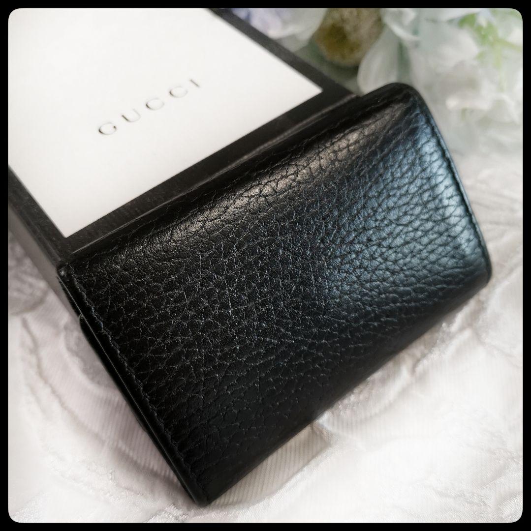 グッチ　GUCCI　6連キーケース　プチマーモント　ダブルG 黒　ブラック