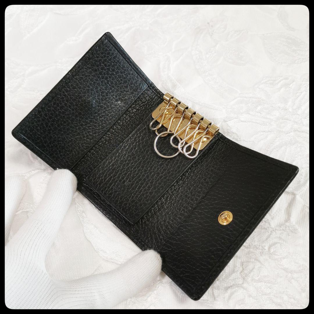 グッチ　GUCCI　6連キーケース　プチマーモント　ダブルG 黒　ブラック