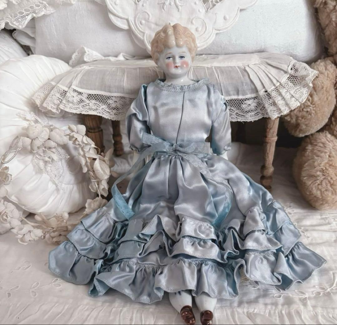 最終1800's 刻印チャイナヘッドドールブロンドドイツビスクドール