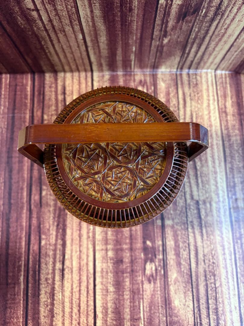 竹籠　蓋付二段重籠　竹細工　昭和レトロ　古道具 茶道具　漆器 菓子器