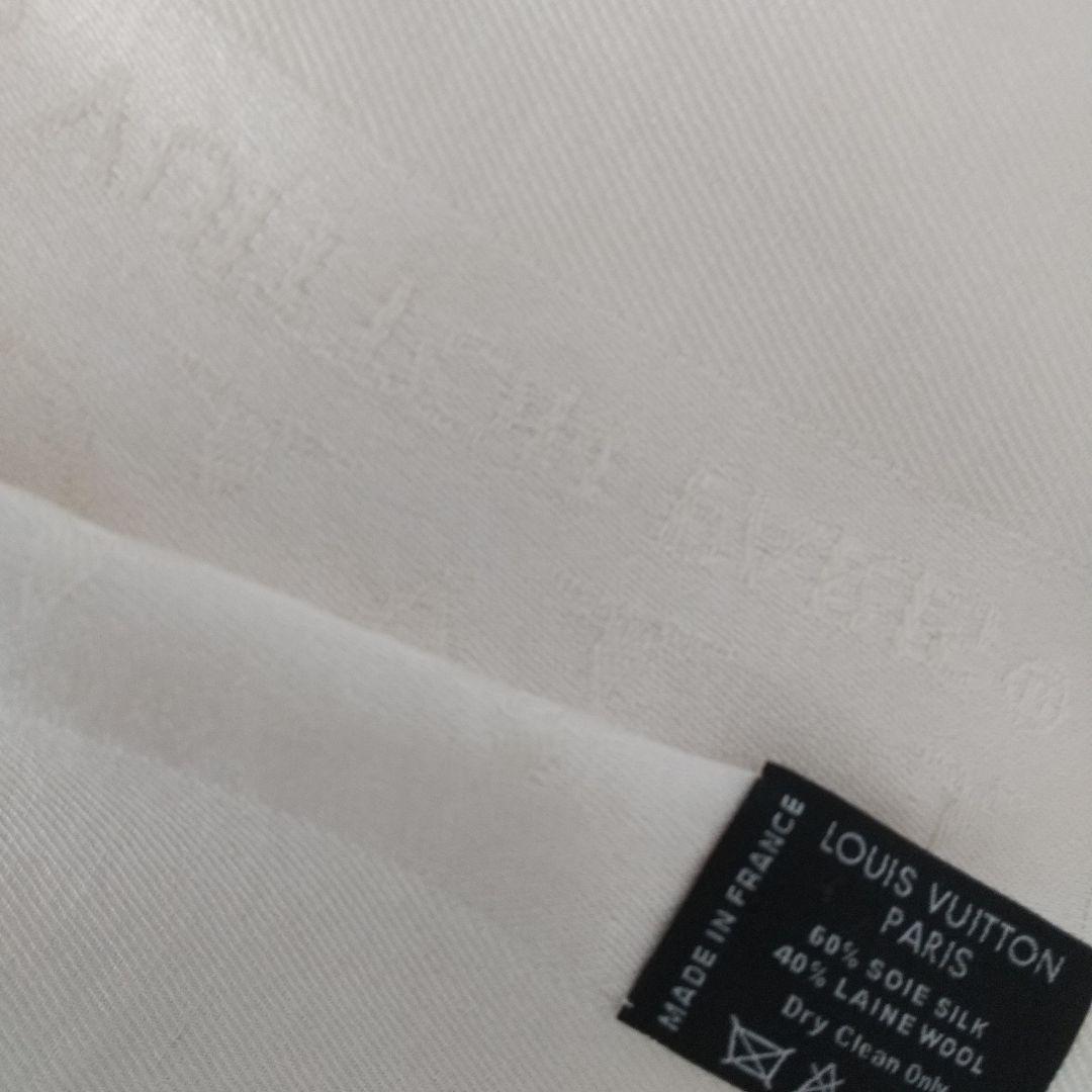 ルイヴィトン　大判ストール　シルク混　アイボリー　ヴィンテージ