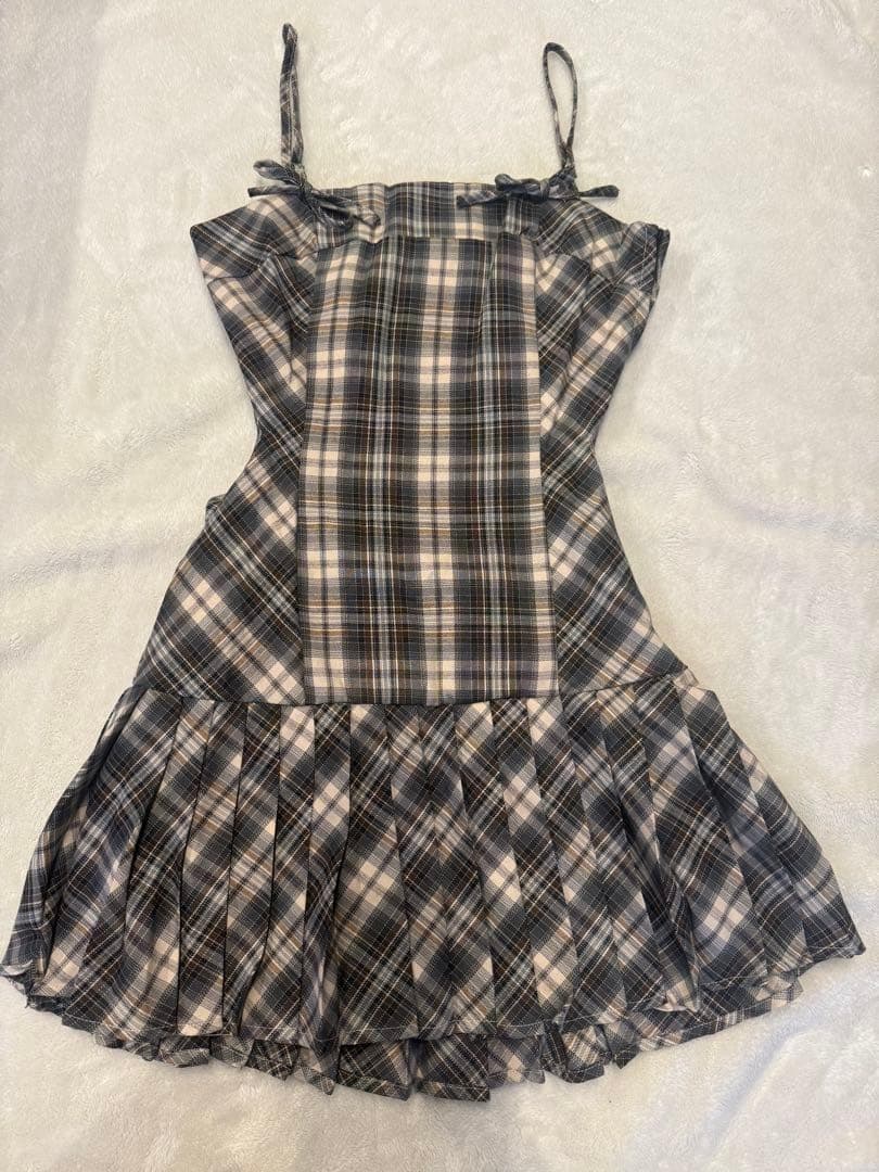 【残り1点】Andmary チェック柄フリルミニワンピース M アンドマリー