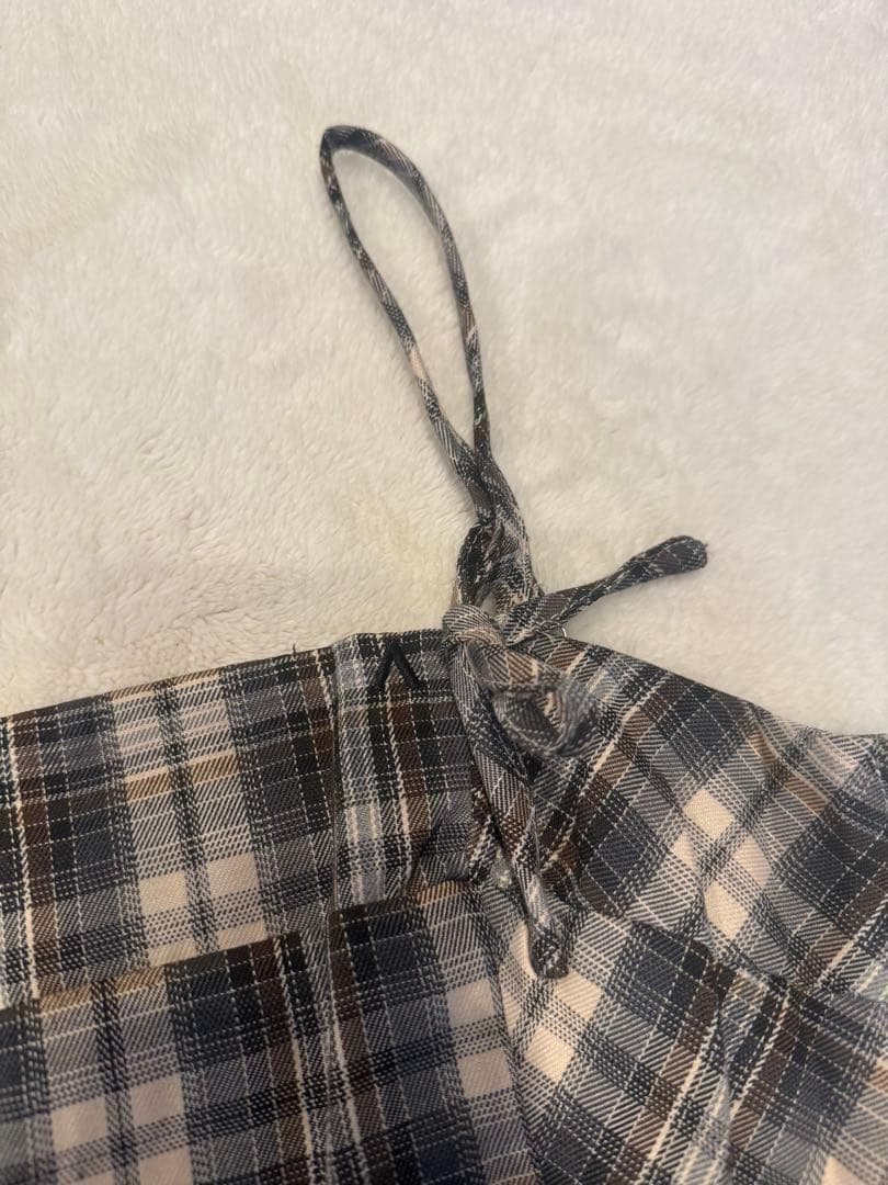 【残り1点】Andmary チェック柄フリルミニワンピース M アンドマリー