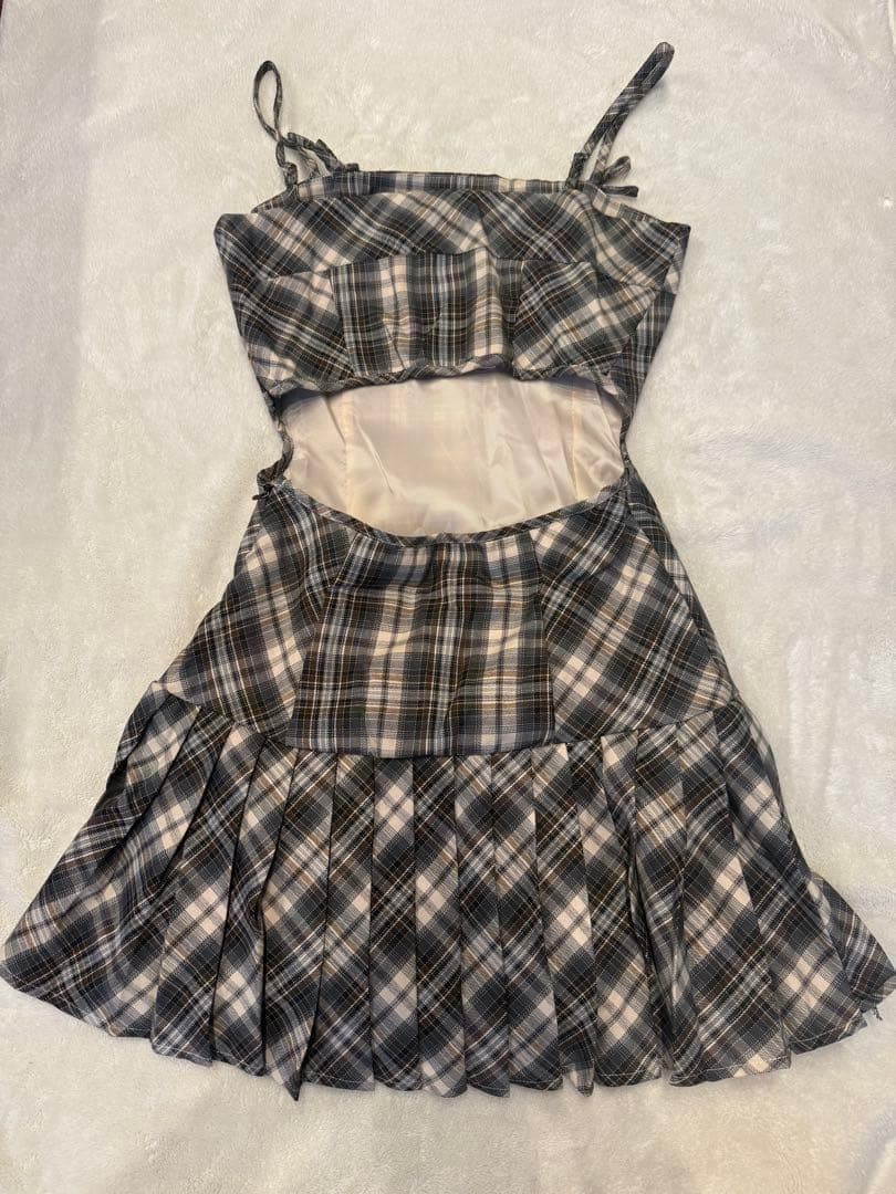 【残り1点】Andmary チェック柄フリルミニワンピース M アンドマリー