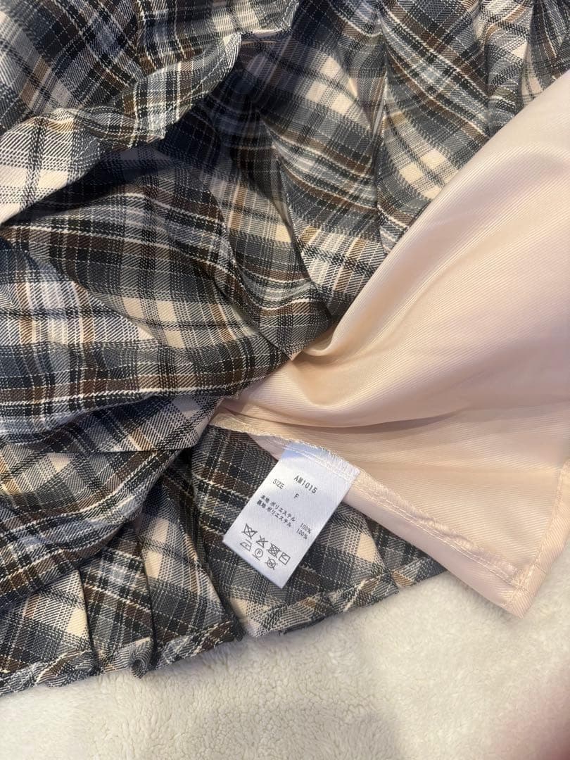 【残り1点】Andmary チェック柄フリルミニワンピース M アンドマリー