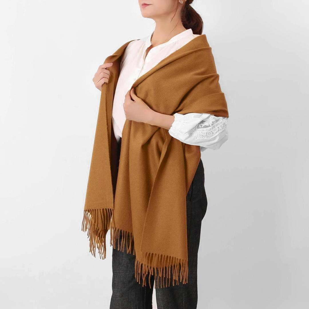 【新品】 Johnstons カシミヤ 大判ストール ダークキャメル