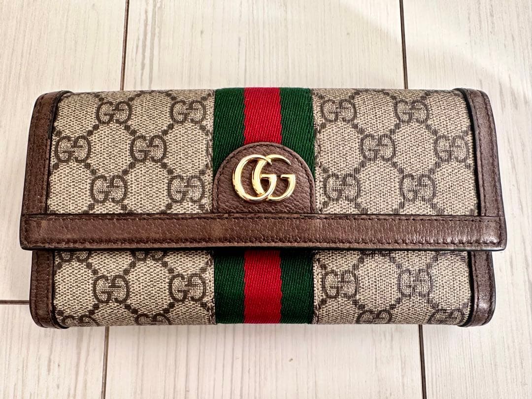 Gucci GGロゴ ストライプ長財布