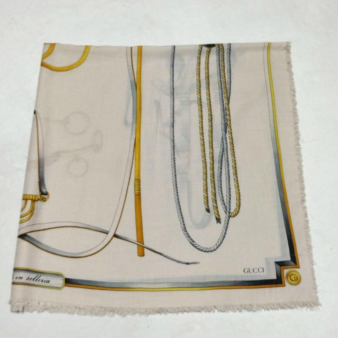 【希少品】GUCCI オールドグッチ　馬具柄　大判スカーフ　ウール　シルク