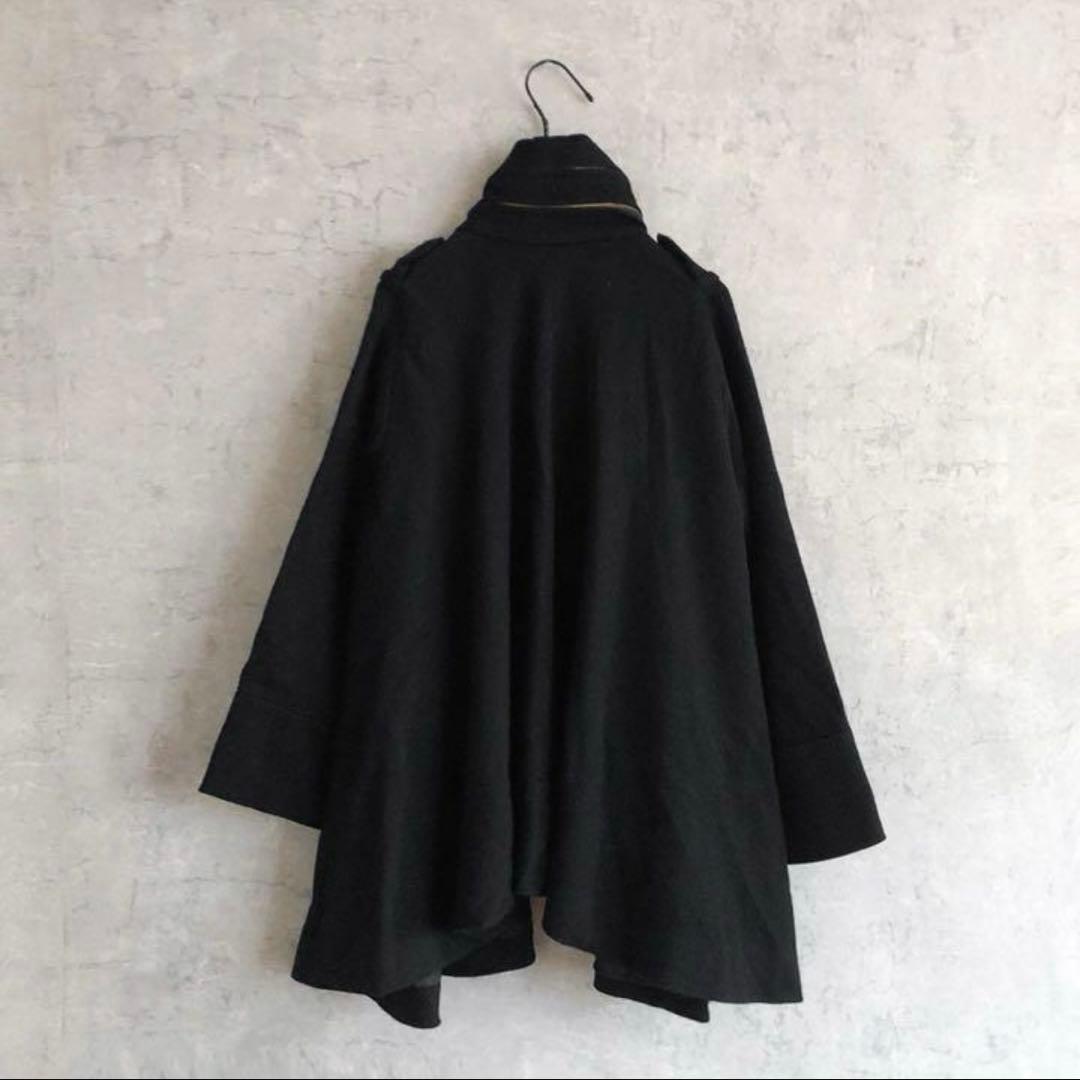muller of yoshiokubo ケープ ジッパー コート 黒 アウタースタイル
