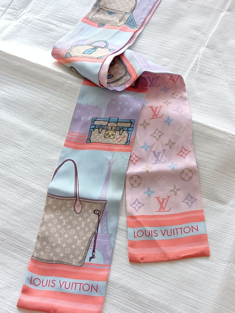 310 LOUIS VUITTON ルイヴィトン バッグ柄 スカーフ バンドー