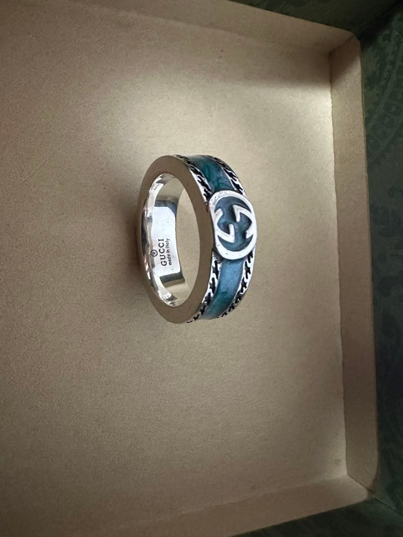 極美品グッチインタロッキングG リング ターコイズ 12号 - メルカリ