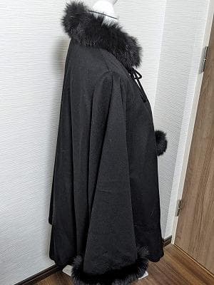 228 ピュアカシミヤ 100％ フォックス ポンチョコート マント ケープ