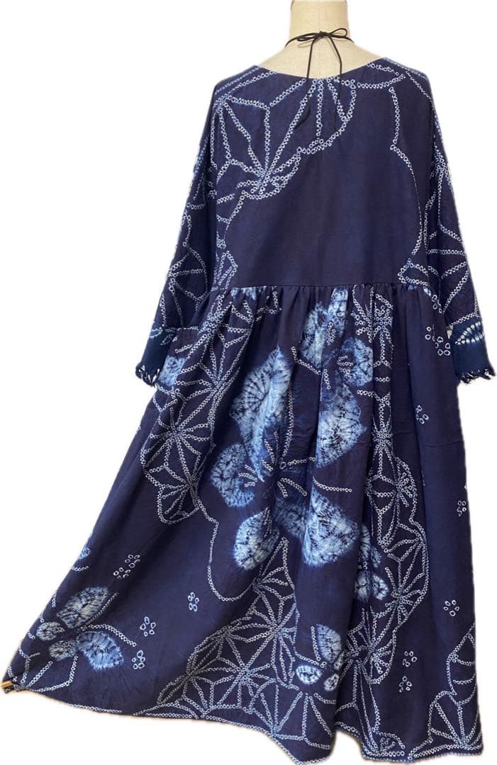 有松絞り❣️風呂敷　　リメイク　ワンピース　藍染❣️