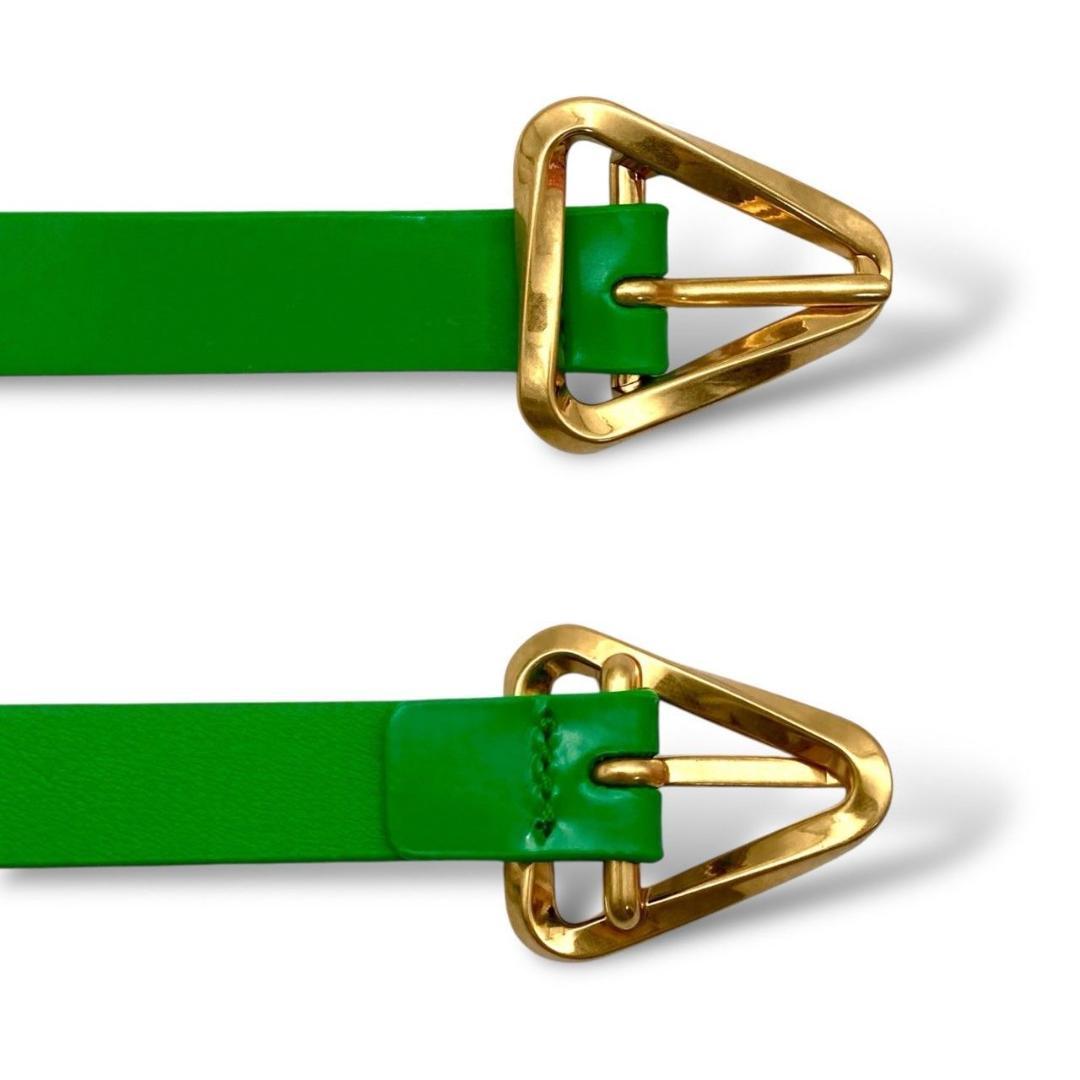 ボッテガヴェネタ ベルト レザー グリーン ゴールド 未使用 タグ付 61223