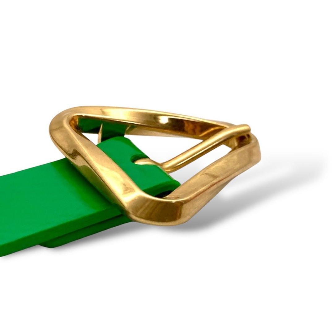 ボッテガヴェネタ ベルト レザー グリーン ゴールド 未使用 タグ付 61223