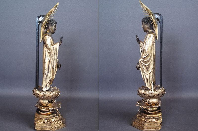 古仏像!!『木造 阿弥陀如来立像』総高33.5㎝ 像高19.5㎝