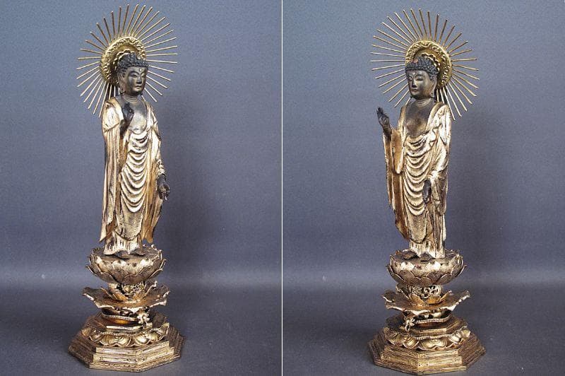 古仏像!!『木造 阿弥陀如来立像』総高33.5㎝ 像高19.5㎝