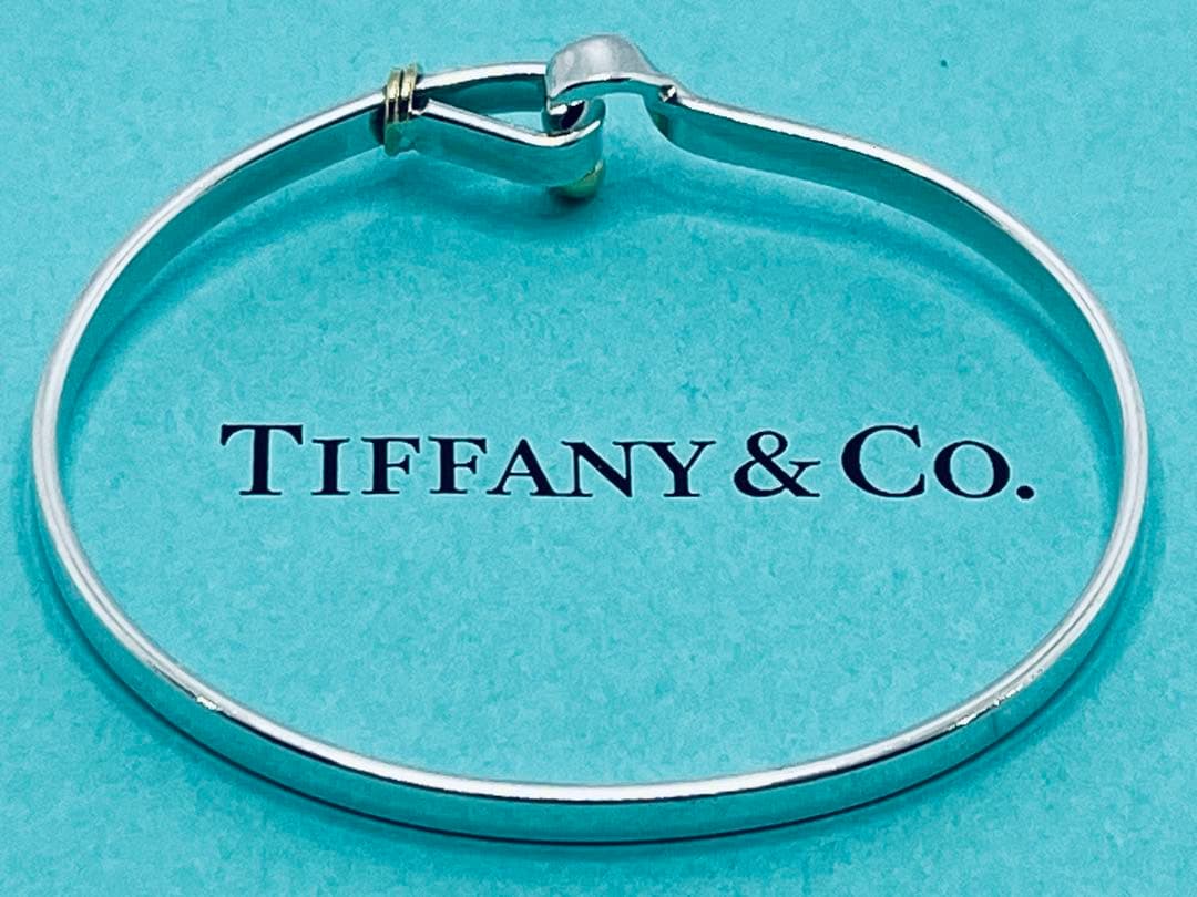 h482 ティファニー　フック&アイ　コンビ　バングル　750/925 k18