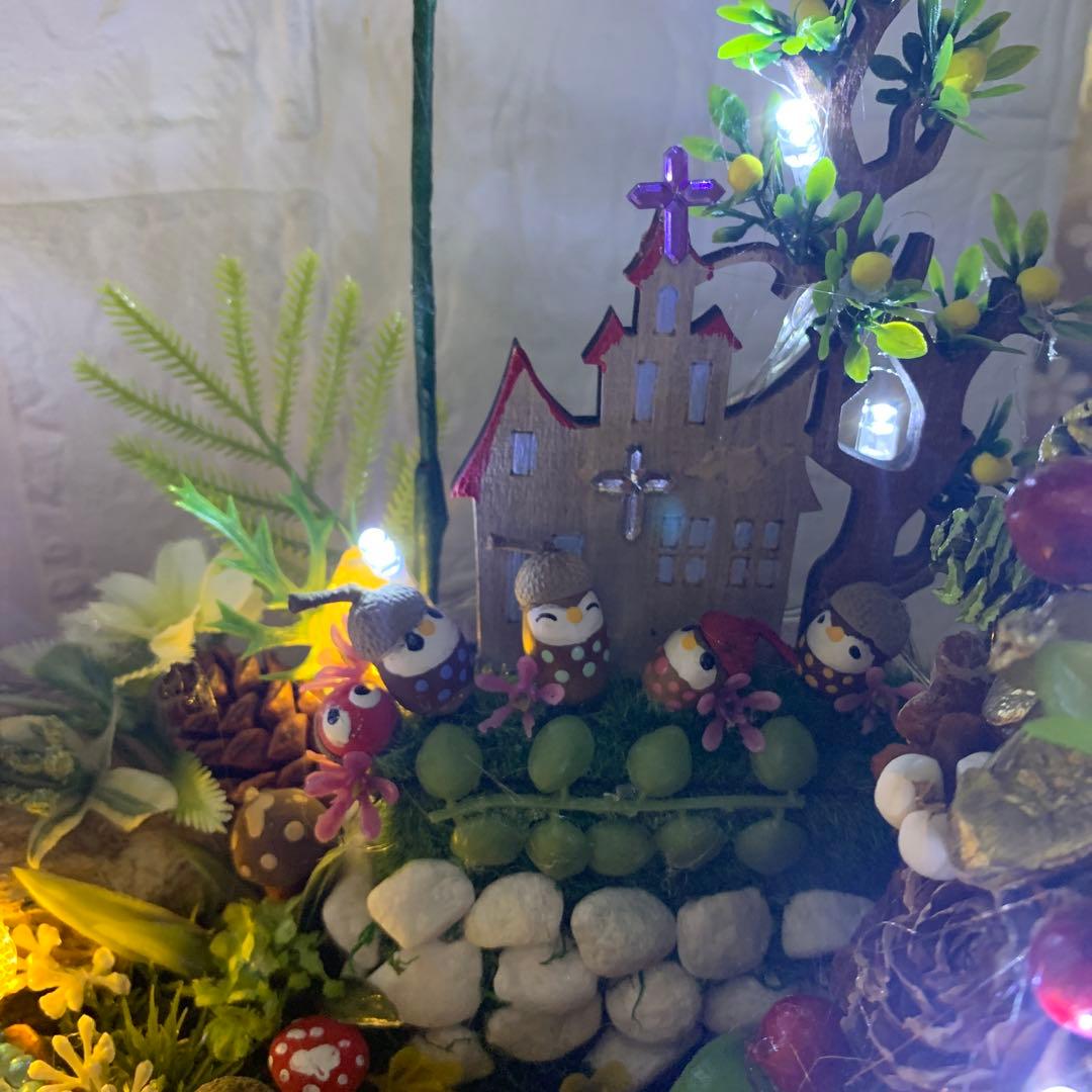 どんぐりアート♡汽車レインボーフクロウ他イルミネーションオブジェ ♡