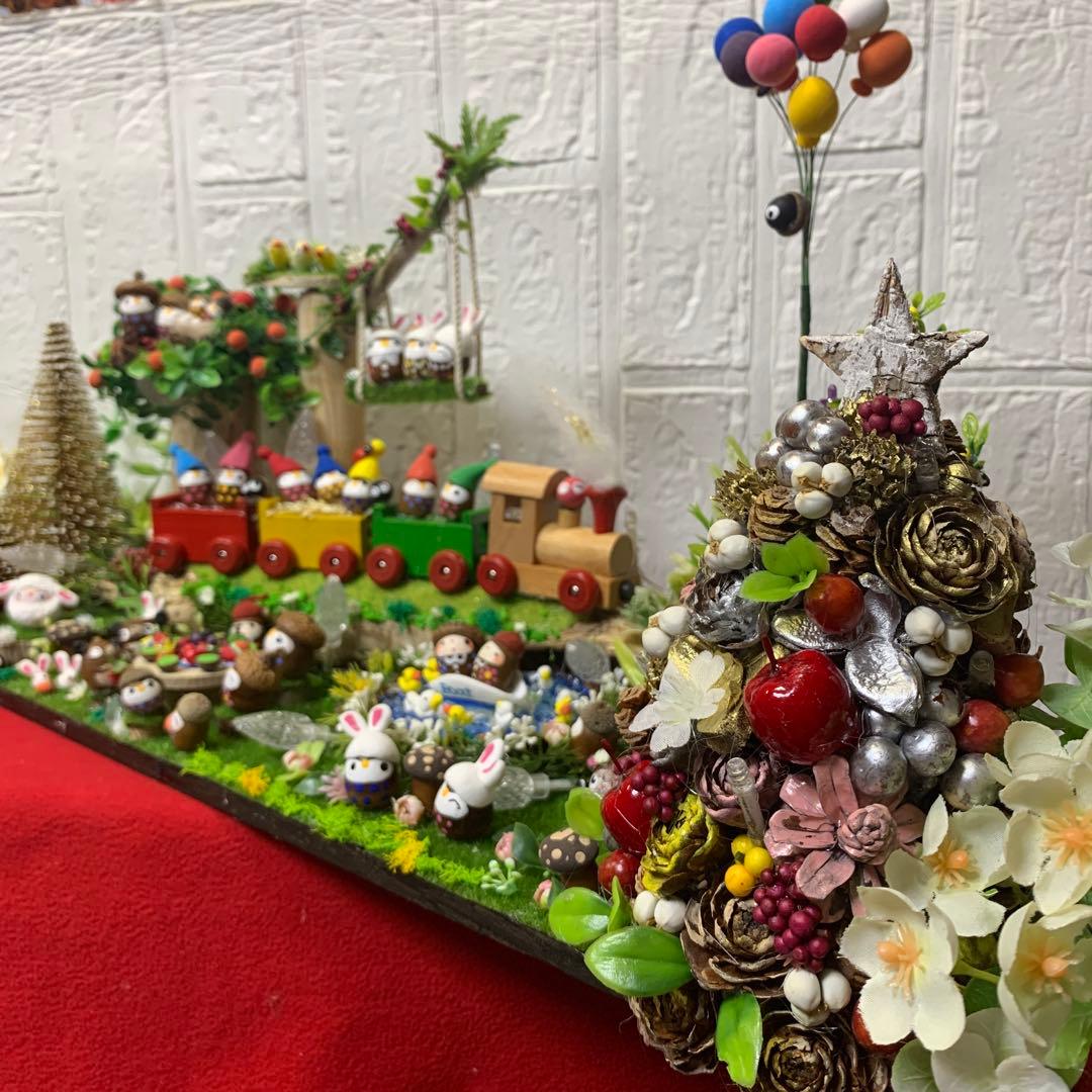 どんぐりアート♡汽車レインボーフクロウ他イルミネーションオブジェ ♡