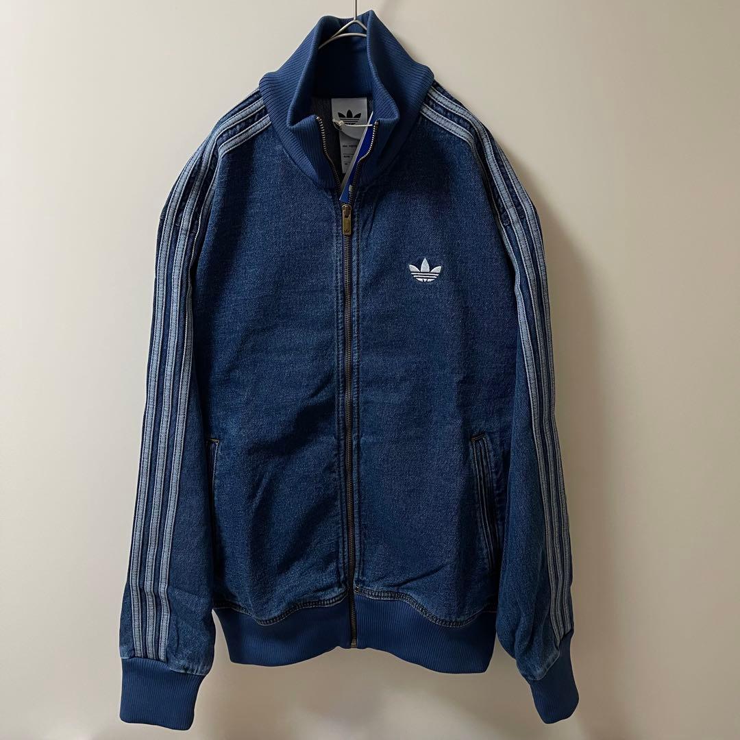 新品3XL】アディダス　デニムジャケットファイヤーバードトラック インディゴブル