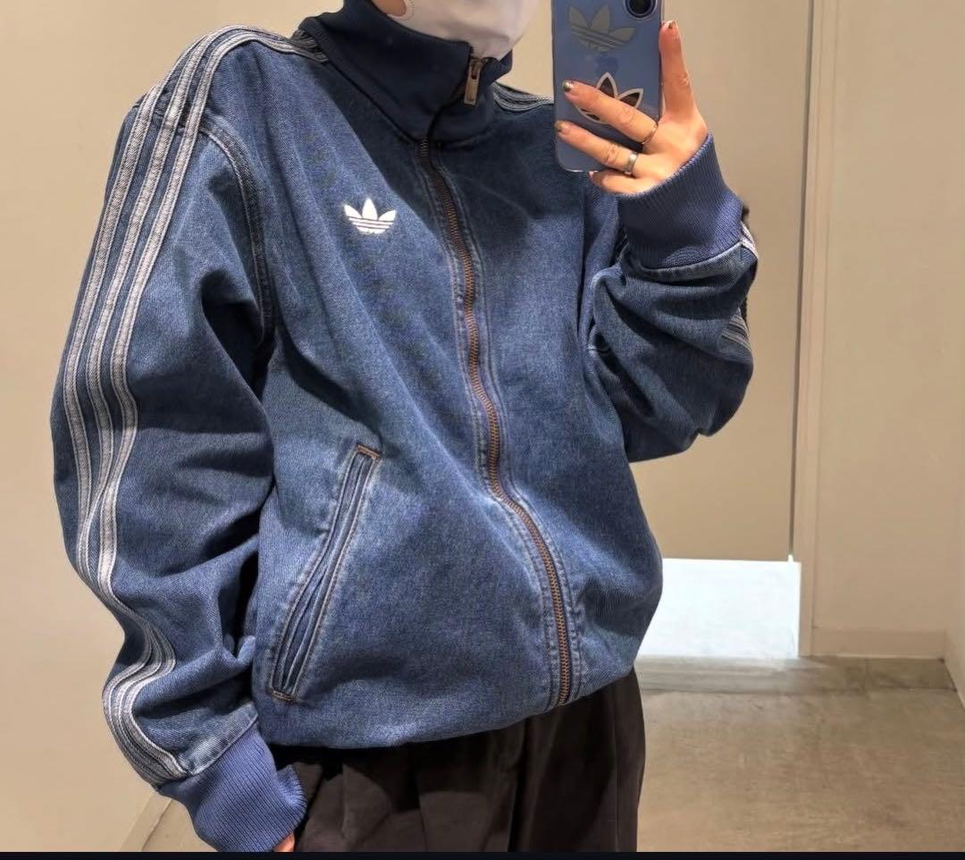新品3XL】アディダス　デニムジャケットファイヤーバードトラック インディゴブル