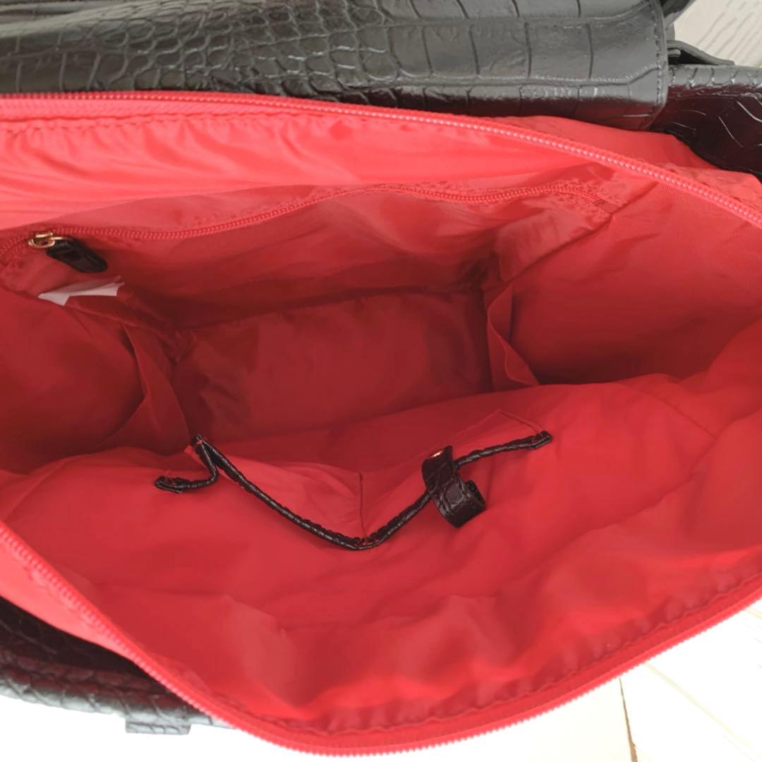 極美品【SWANY スワニー】クロコ型押し トート キャリーバッグ Lサイズ