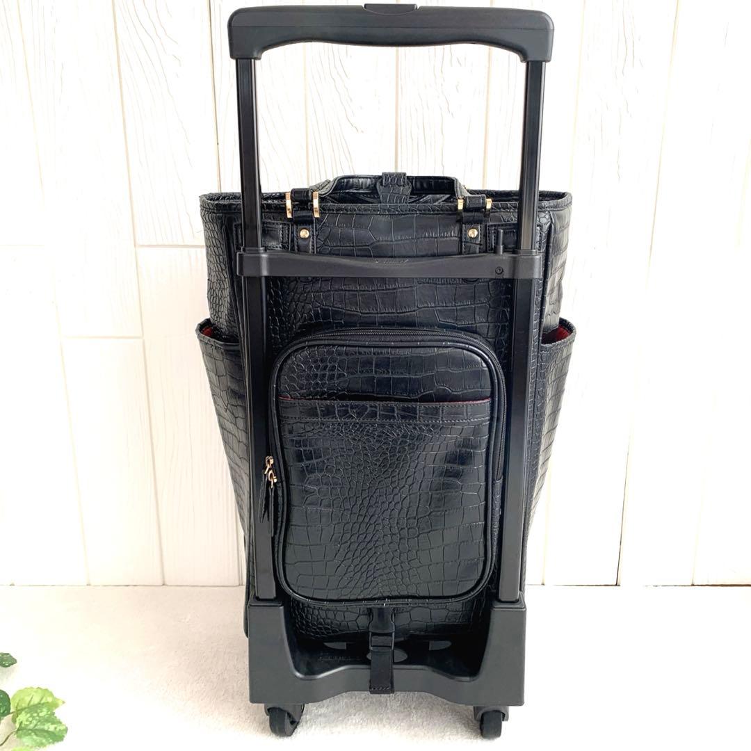 極美品【SWANY スワニー】クロコ型押し トート キャリーバッグ Lサイズ