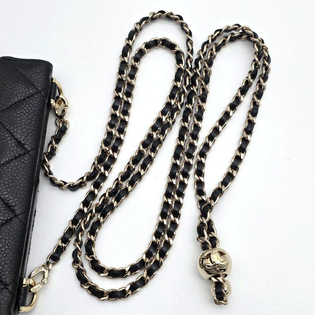 CHANEL iphone15proケース マトラッセ チェーン レザー