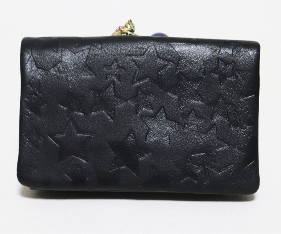 《アナスイ》新品 可愛いネコちゃん 星型押しレザー 2つ折りがま口財布 口金