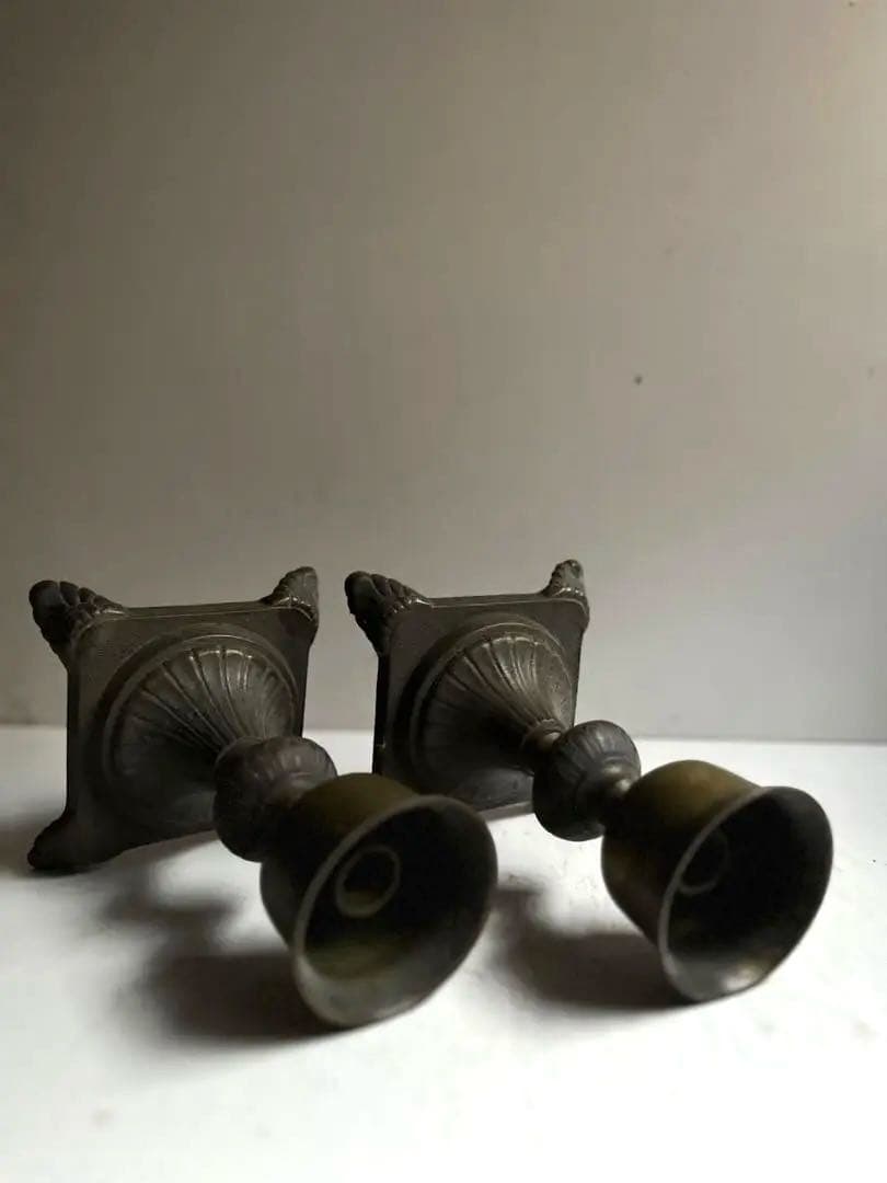 077 フランスアンティーク 真鍮製のキャンドルスタンド セット 燭台 大振り