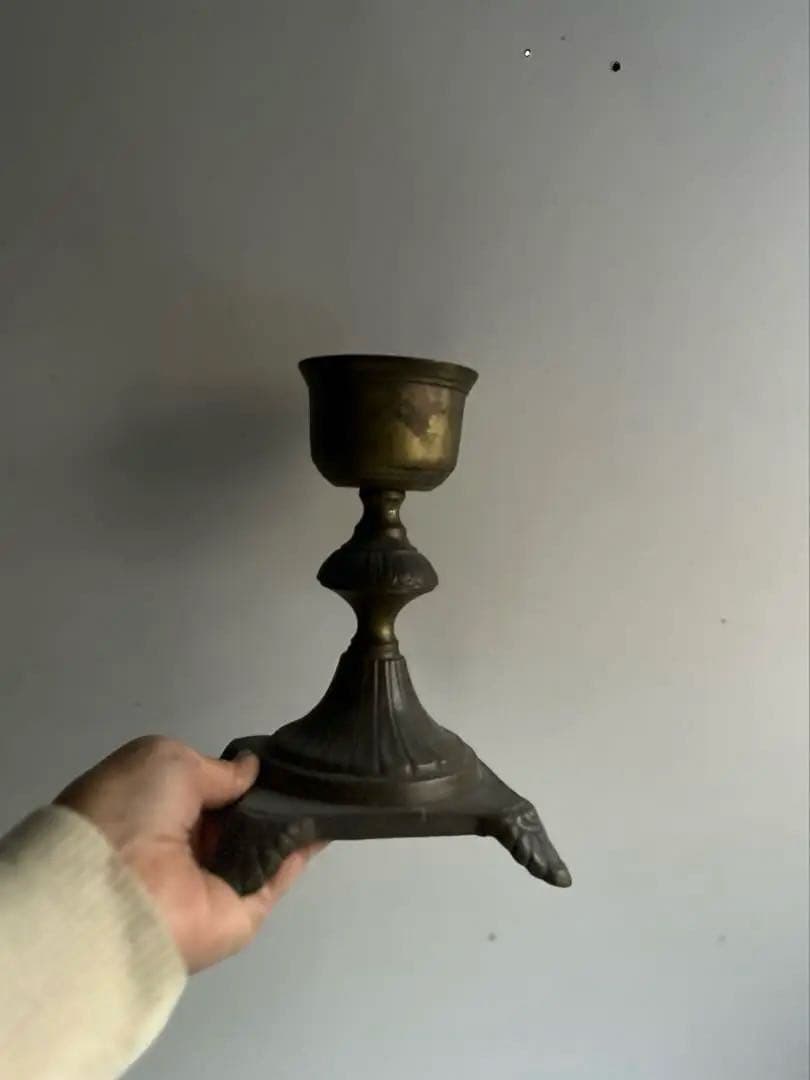 077 フランスアンティーク 真鍮製のキャンドルスタンド セット 燭台 大振り
