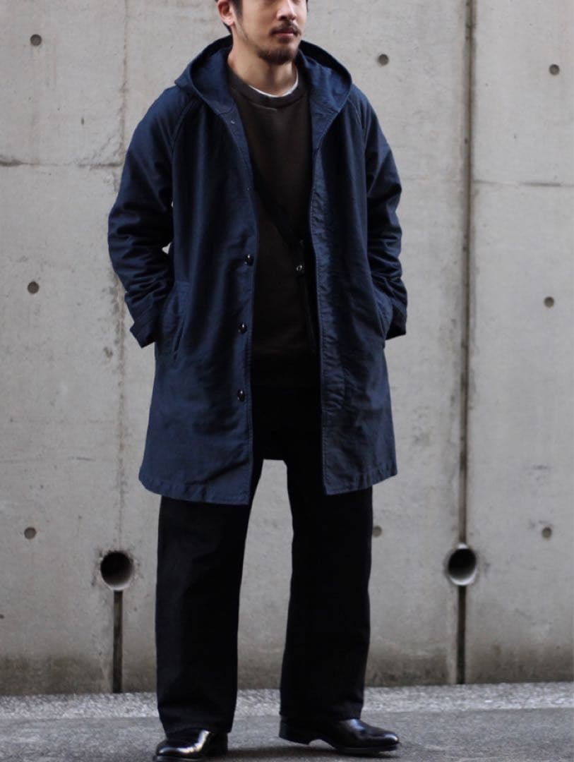 218 confect サルファーダイモールスキンフーデッドコート　ネイビー